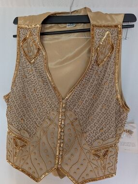 Spenser Jeremy Gold Beaded Women's Vest. 100% Silk.